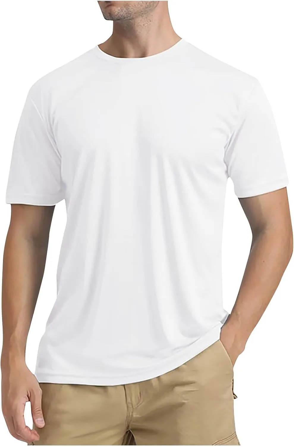 Mens Short Sleeve UV Swim Shirt UPF 50  Rash Guard Sun Shirt Lightweight Loose Fit Quick Dry Athletic Running T-Shirt