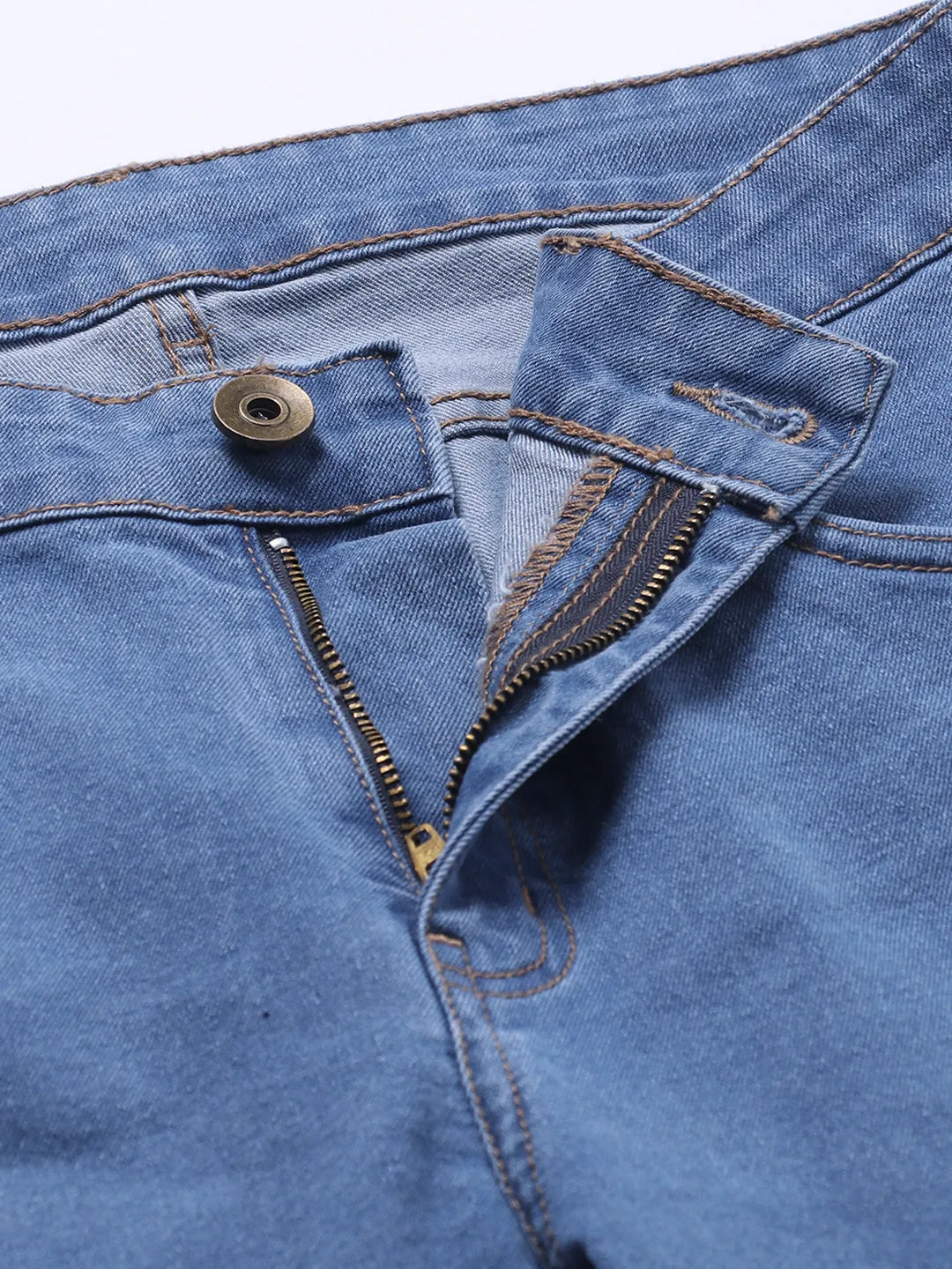 Men's Slim Fit Stretchable Denim Solid Jeans (Light Blue)