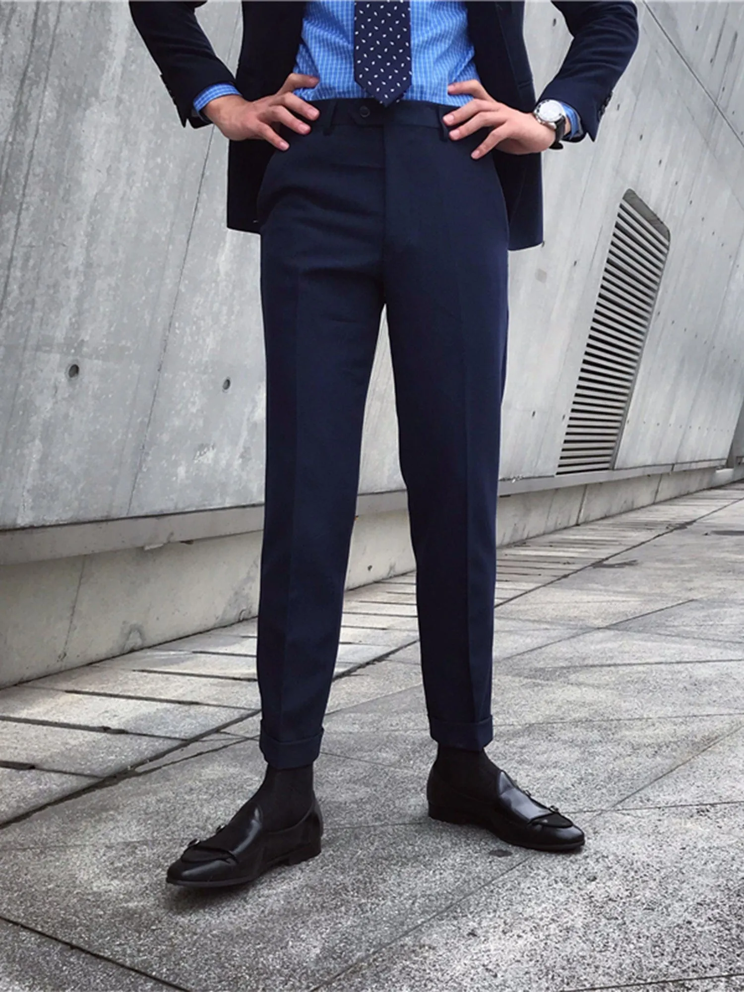 Men's Solid Color Business Casual Slim Straight Pants