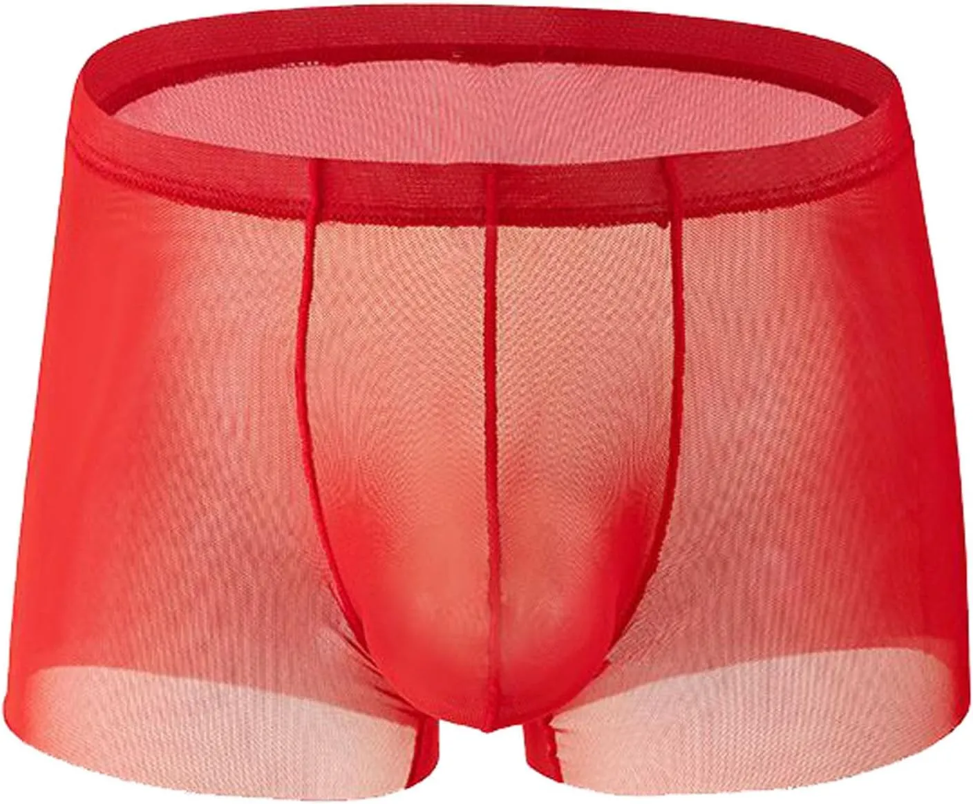 Men's Solid Color Mesh Boxer BriefTransparent Breathable Cooling BriefBulge Pouch Enhancing PantiesEveryday Panty