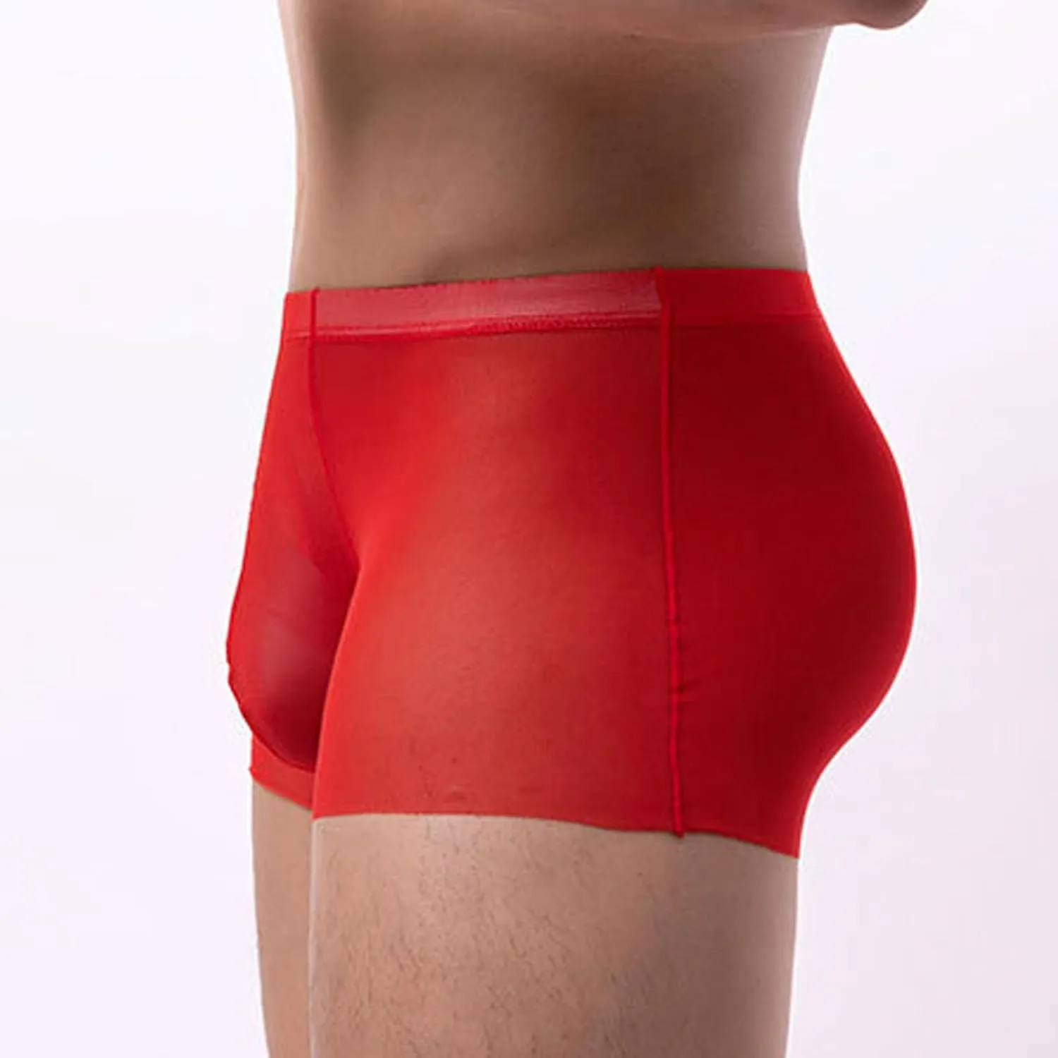Men's Solid Color Mesh Boxer BriefTransparent Breathable Cooling BriefBulge Pouch Enhancing PantiesEveryday Panty