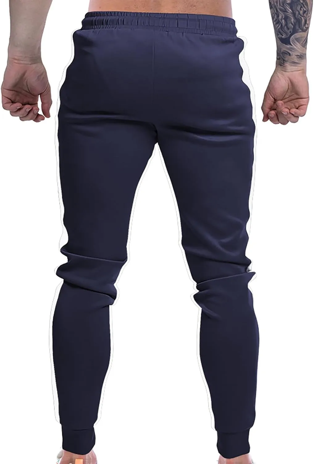 Men's Striped Sweatpants Drawstring Elastic Trousers Lounge Workout Training Joggers Pants with Pockets