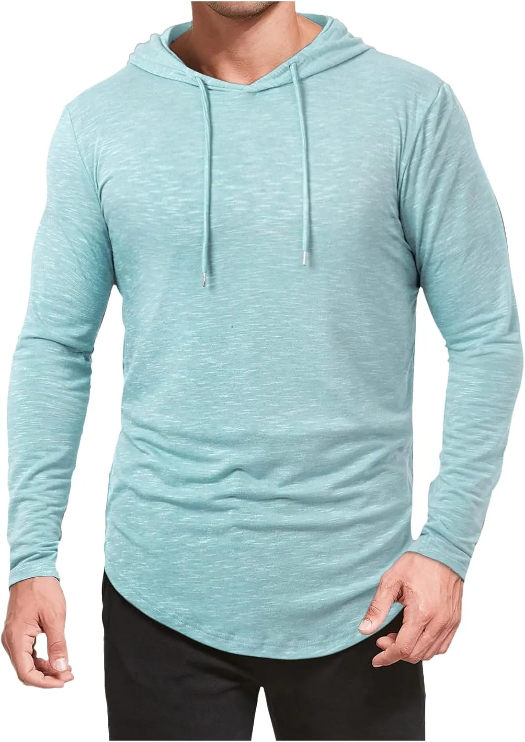 Men's Summer Shirts Long Sleeve Hat Elastic Rope Blouse Solid Color Comfy Leisure Style Sport Pants Fresh Trendy Tee