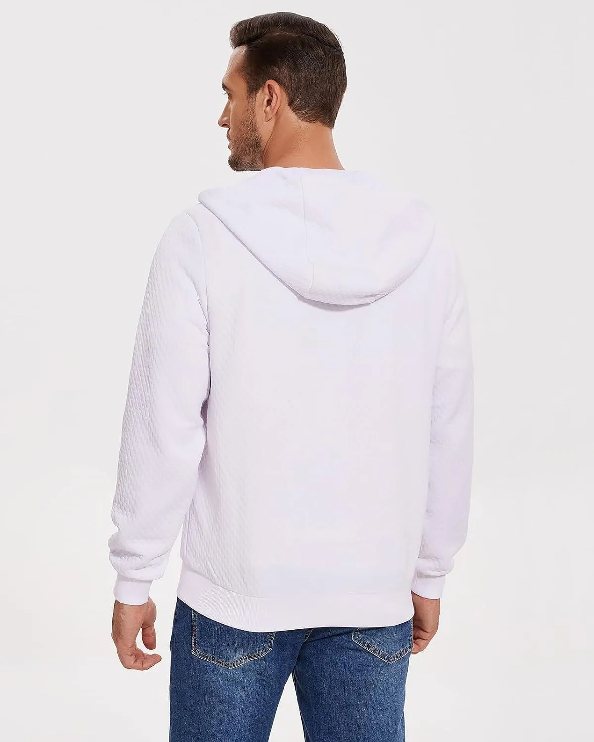 Mens Sweater Hoodies Quilted Sweatshirts Quarter Button Fit Itch-Free Knit Pullover Sweaters Long Sleeve Fall Winter