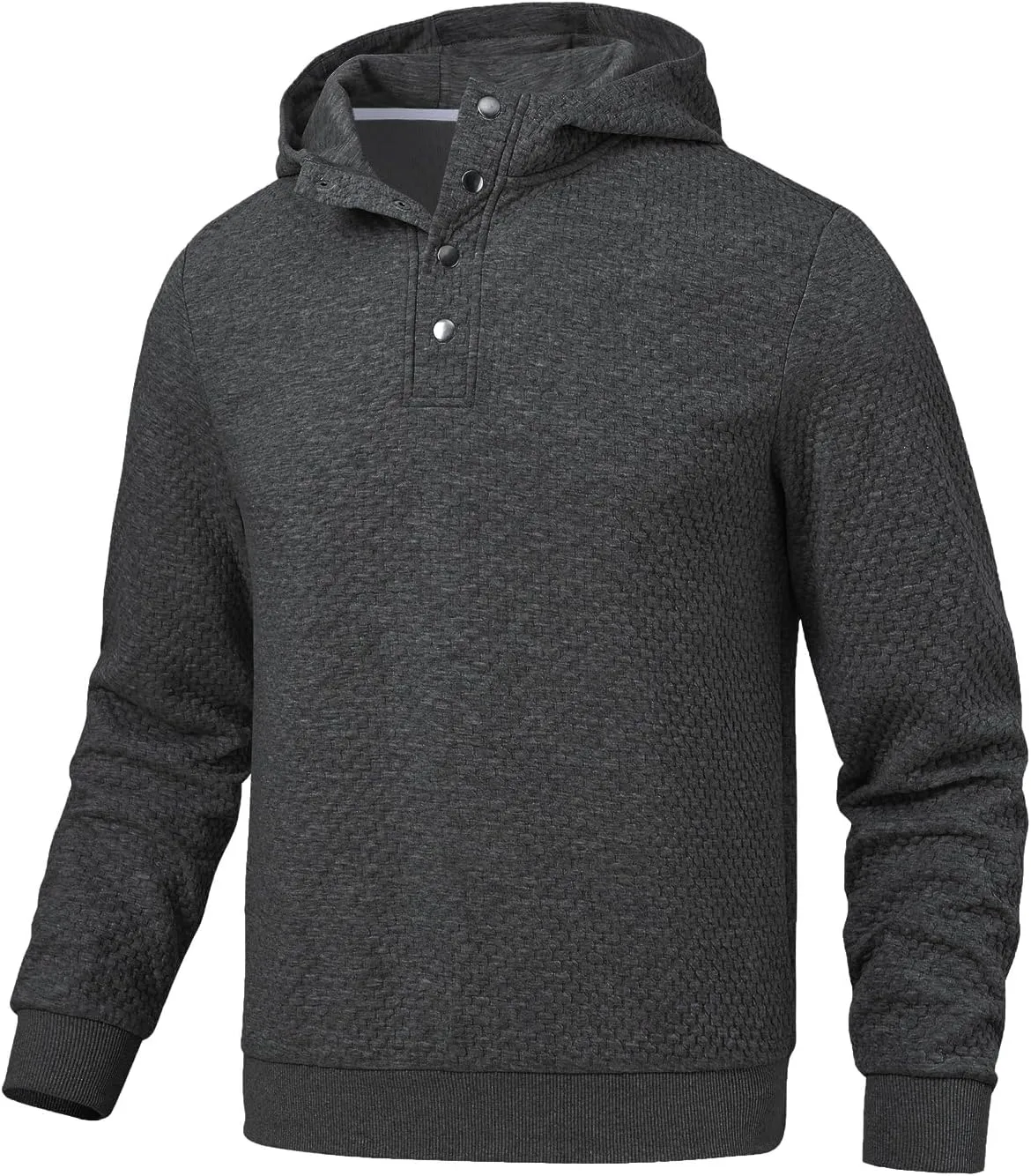 Mens Sweater Hoodies Quilted Sweatshirts Quarter Button Fit Itch-Free Knit Pullover Sweaters Long Sleeve Fall Winter