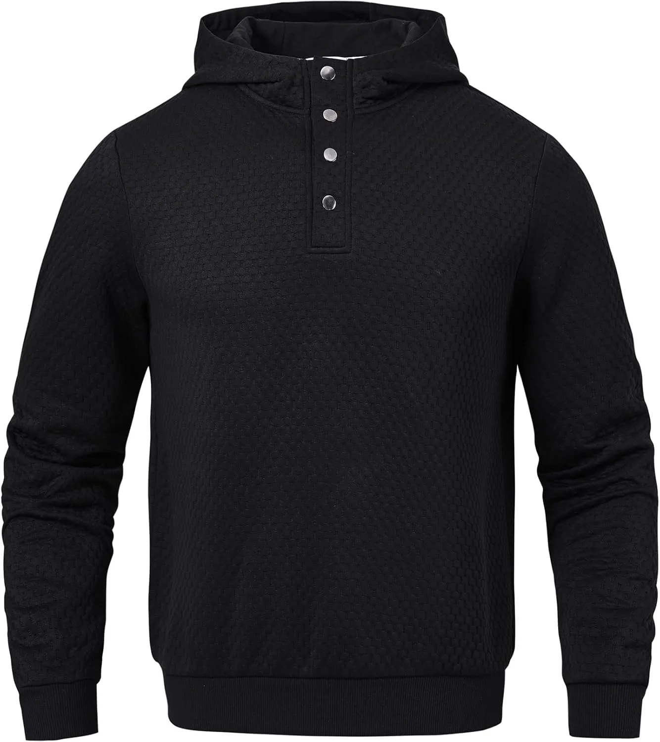 Mens Sweater Hoodies Quilted Sweatshirts Quarter Button Fit Itch-Free Knit Pullover Sweaters Long Sleeve Fall Winter