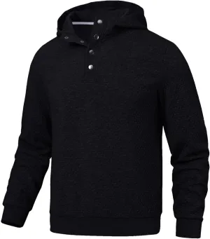 Mens Sweater Hoodies Quilted Sweatshirts Quarter Button Fit Itch-Free Knit Pullover Sweaters Long Sleeve Fall Winter