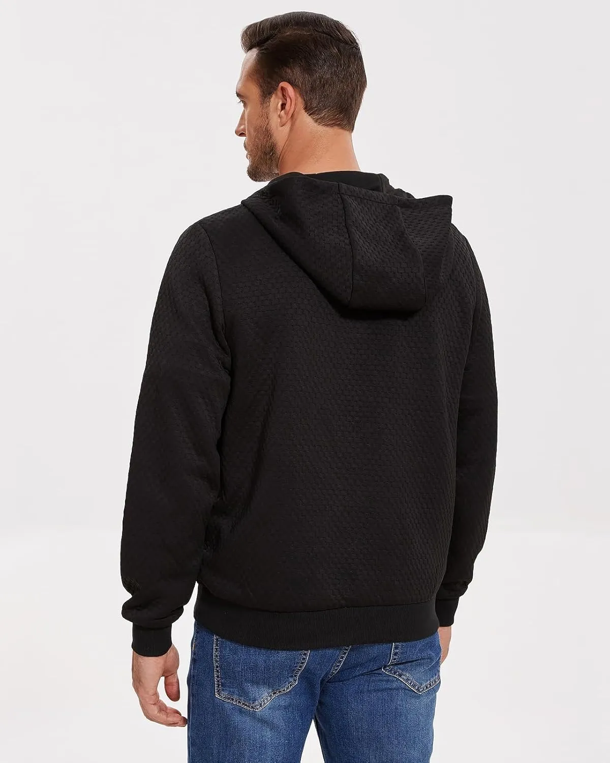 Mens Sweater Hoodies Quilted Sweatshirts Quarter Button Fit Itch-Free Knit Pullover Sweaters Long Sleeve Fall Winter