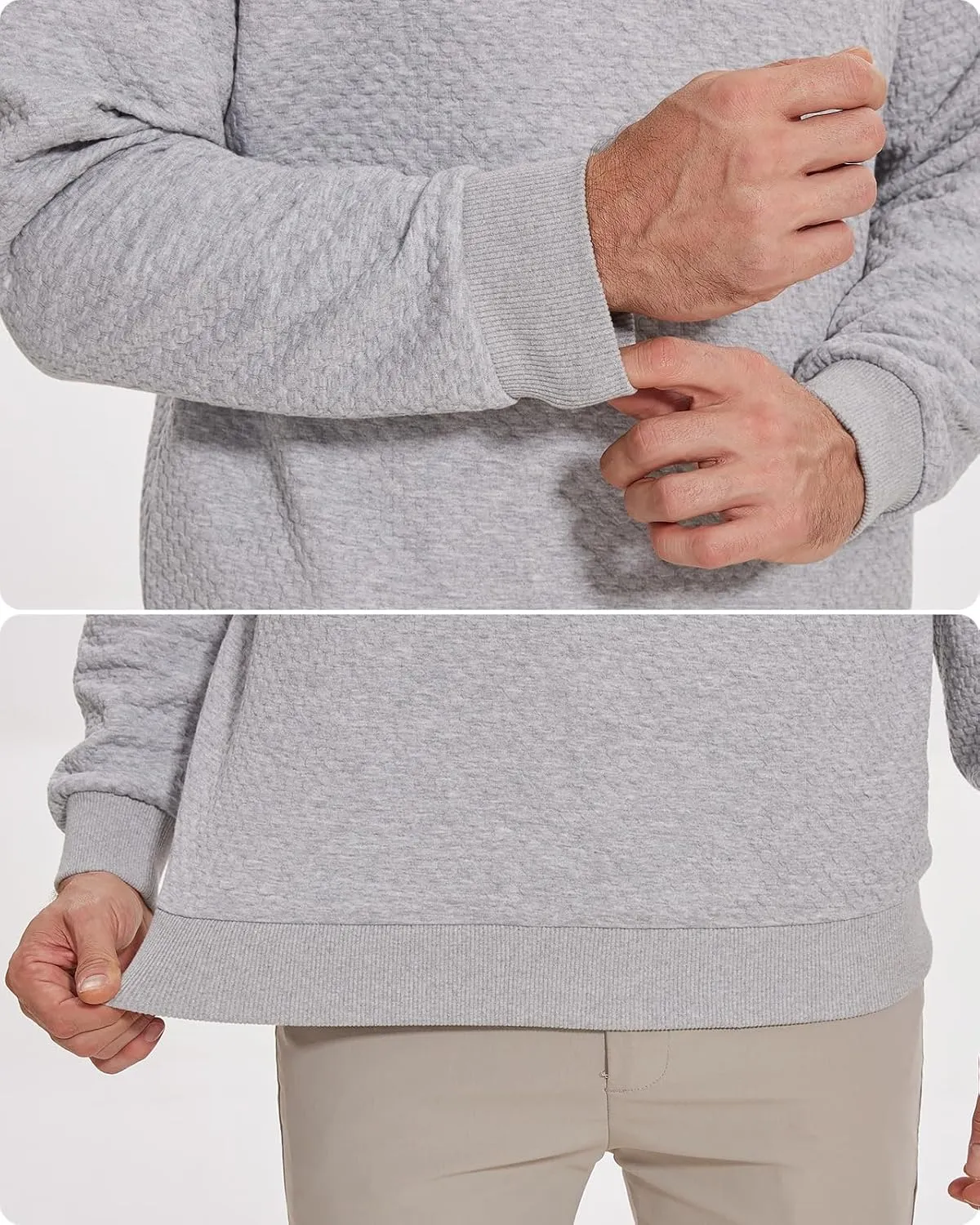 Mens Sweater Hoodies Quilted Sweatshirts Quarter Button Fit Itch-Free Knit Pullover Sweaters Long Sleeve Fall Winter