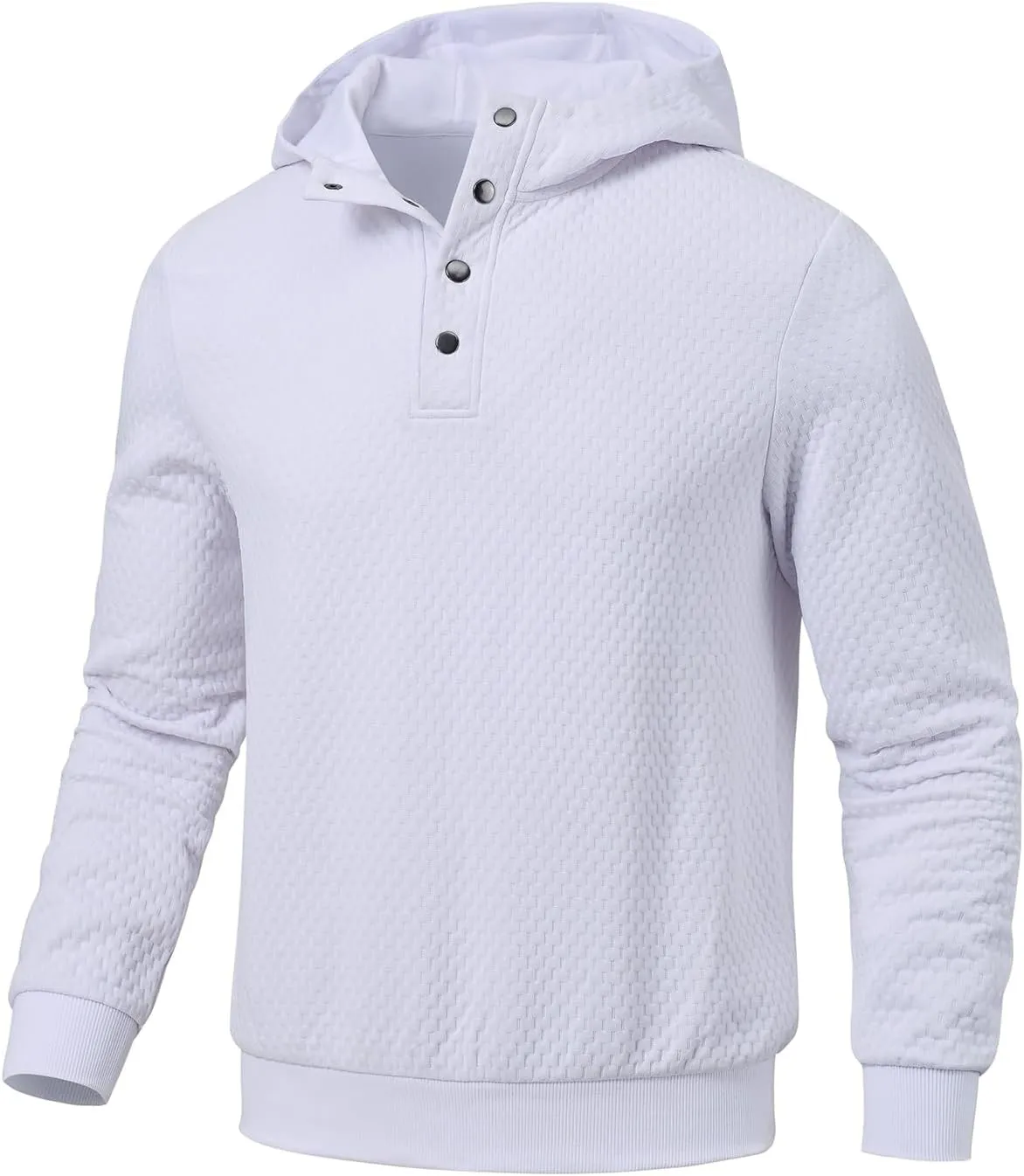 Mens Sweater Hoodies Quilted Sweatshirts Quarter Button Fit Itch-Free Knit Pullover Sweaters Long Sleeve Fall Winter