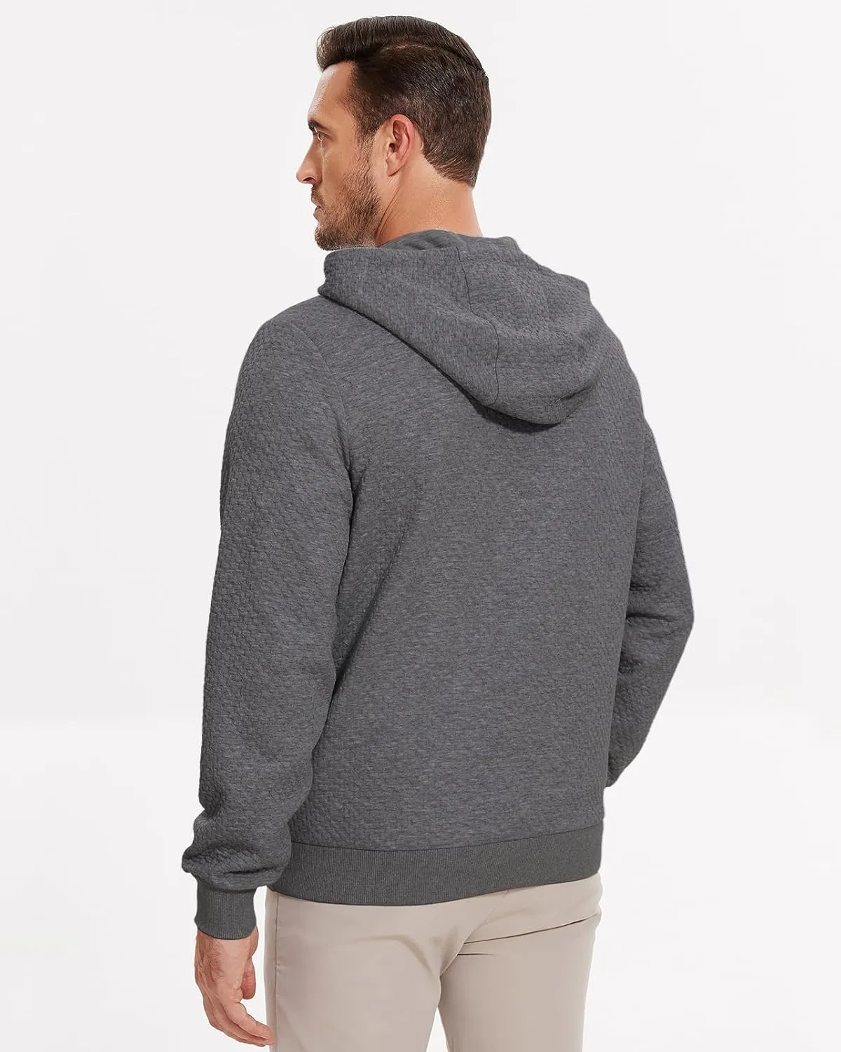 Mens Sweater Hoodies Quilted Sweatshirts Quarter Button Fit Itch-Free Knit Pullover Sweaters Long Sleeve Fall Winter