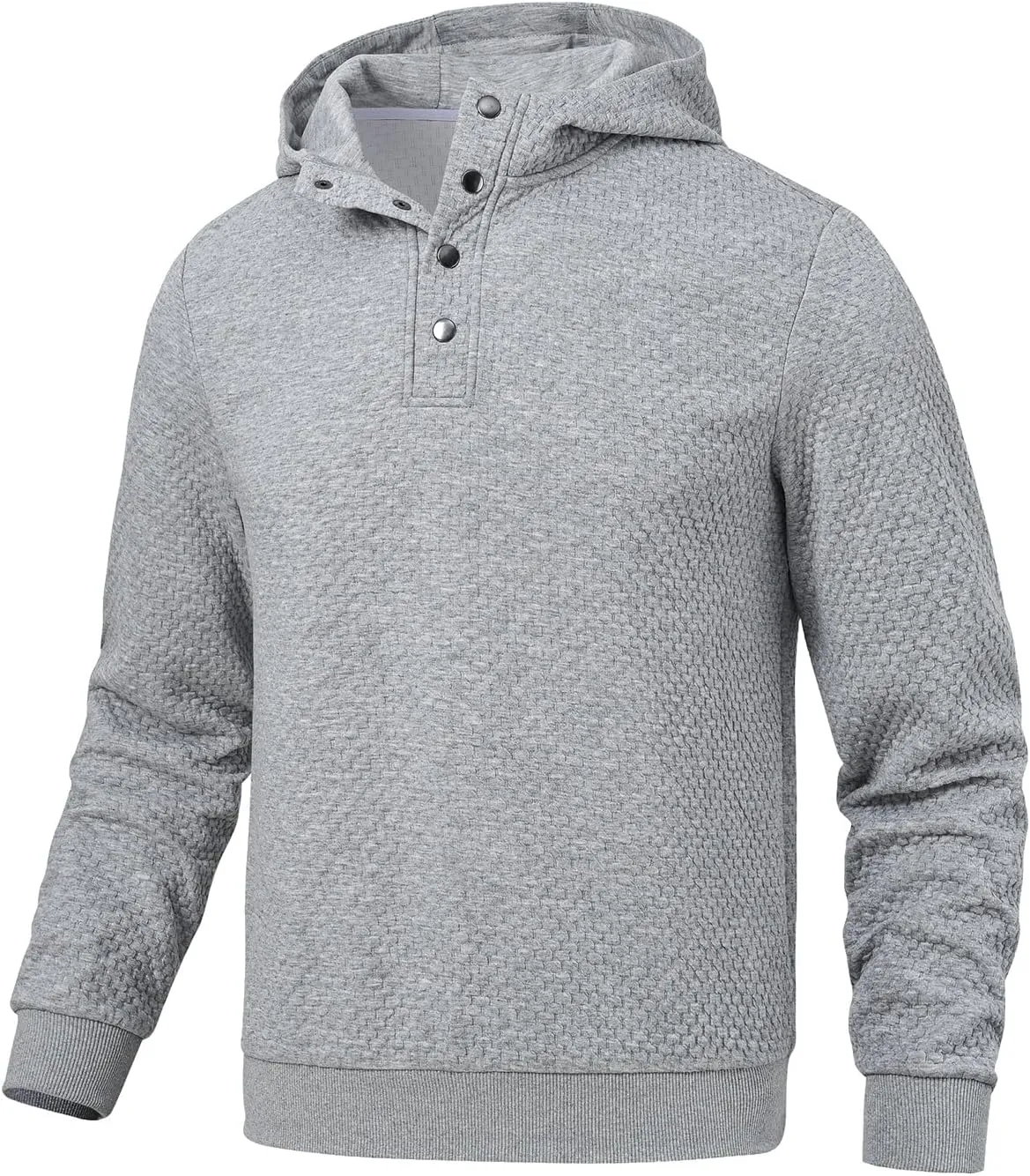 Mens Sweater Hoodies Quilted Sweatshirts Quarter Button Fit Itch-Free Knit Pullover Sweaters Long Sleeve Fall Winter