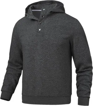 Mens Sweater Hoodies Quilted Sweatshirts Quarter Button Fit Itch-Free Knit Pullover Sweaters Long Sleeve Fall Winter