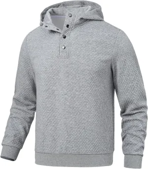 Mens Sweater Hoodies Quilted Sweatshirts Quarter Button Fit Itch-Free Knit Pullover Sweaters Long Sleeve Fall Winter