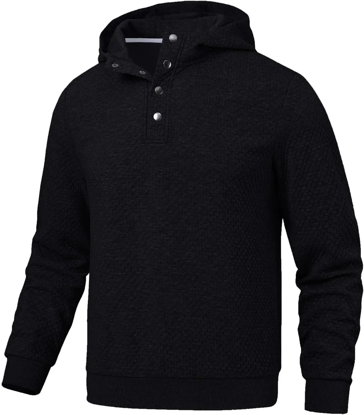 Mens Sweater Hoodies Quilted Sweatshirts Quarter Button Fit Itch-Free Knit Pullover Sweaters Long Sleeve Fall Winter