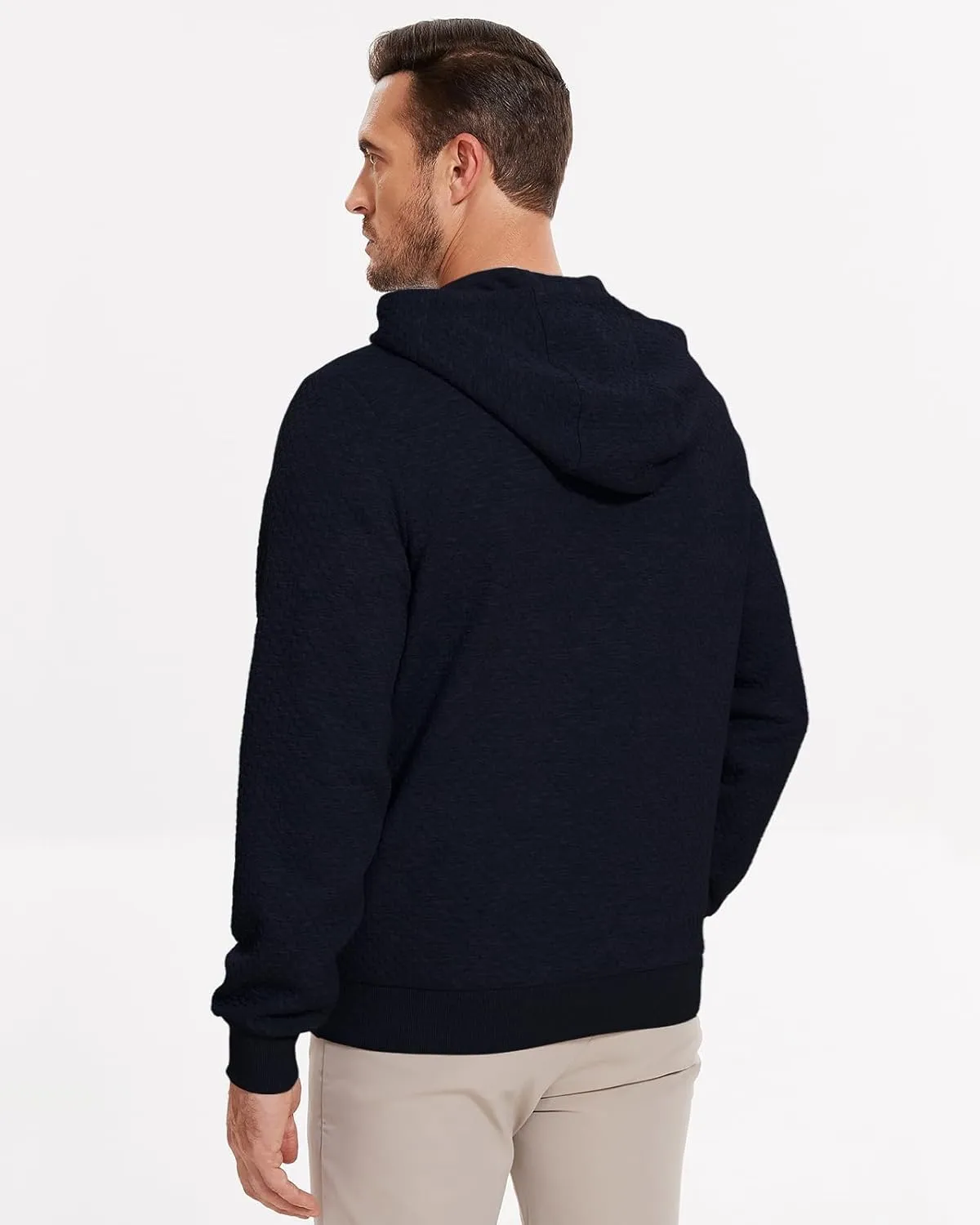 Mens Sweater Hoodies Quilted Sweatshirts Quarter Button Fit Itch-Free Knit Pullover Sweaters Long Sleeve Fall Winter