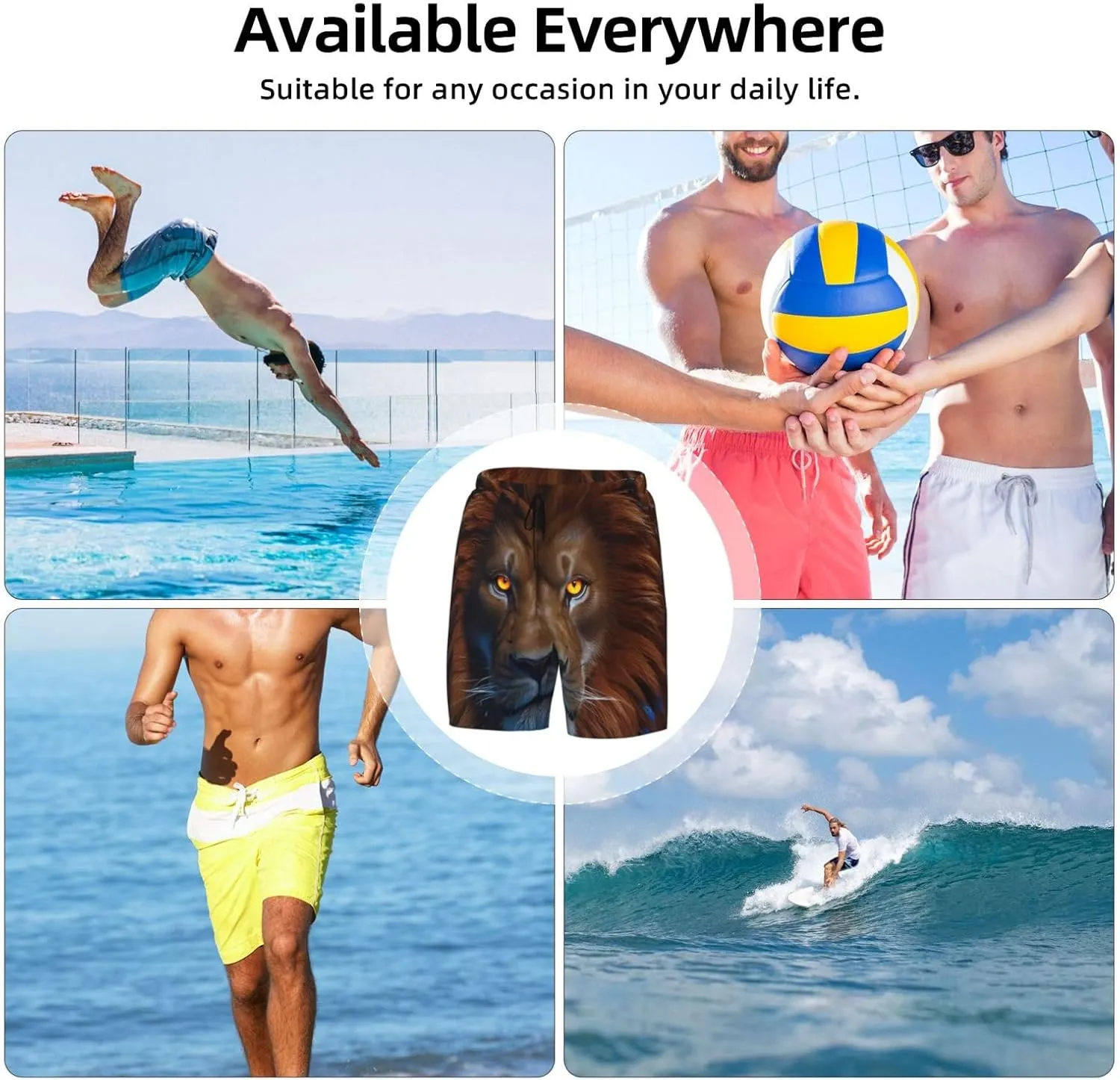 Men's Swim Shorts - Quick Dry Compression Liner Gym & Beach Running Shorts
