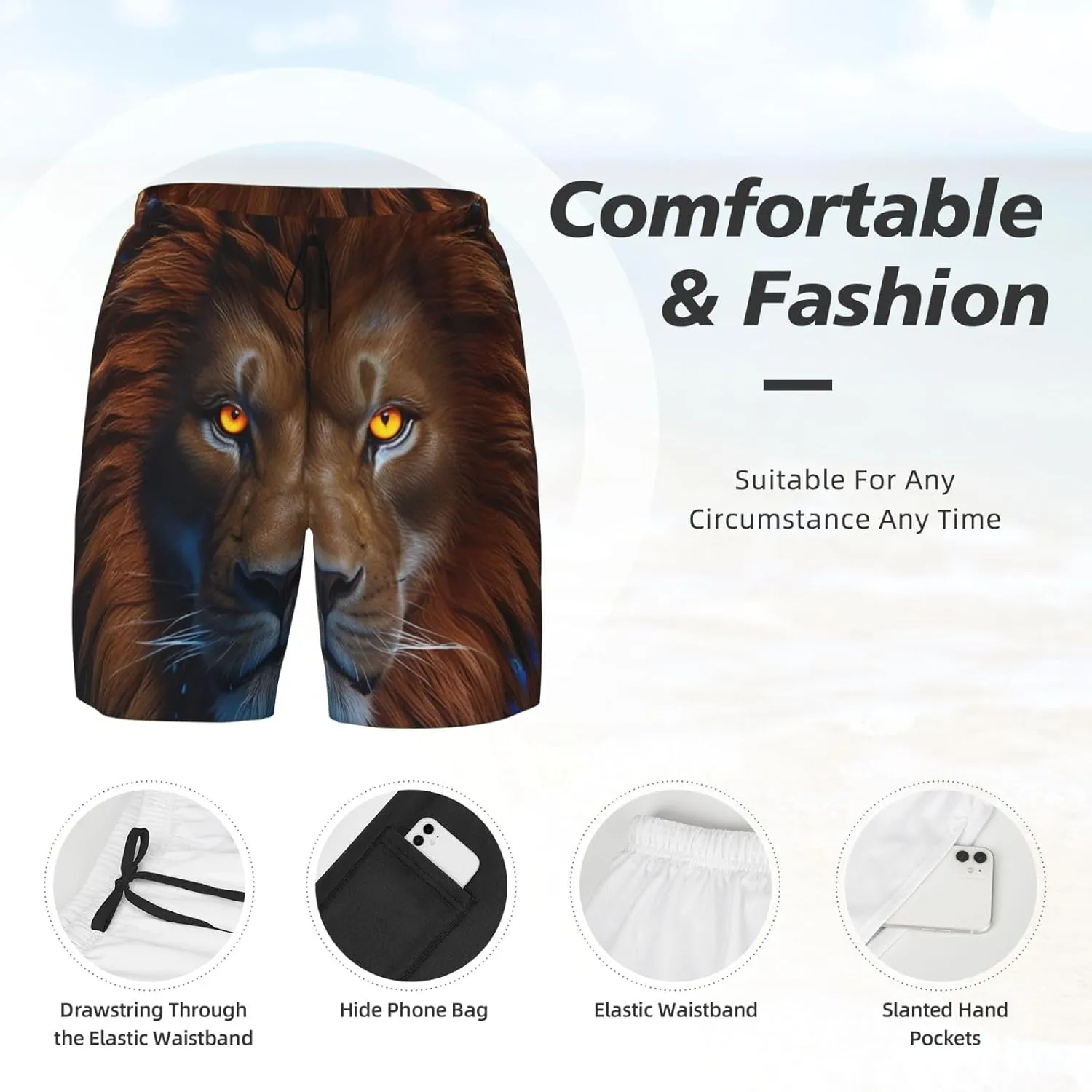 Men's Swim Shorts - Quick Dry Compression Liner Gym & Beach Running Shorts