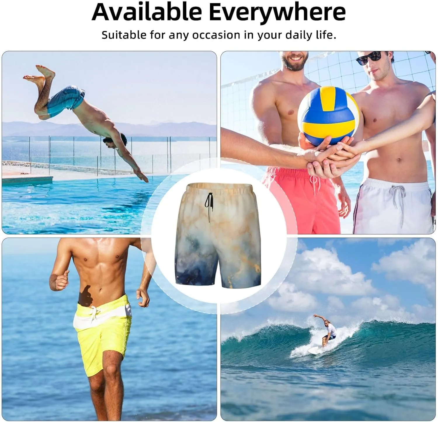 Men's Swim Shorts with Compression Liner - Quick Dry Athletic Surfing & Running Shorts