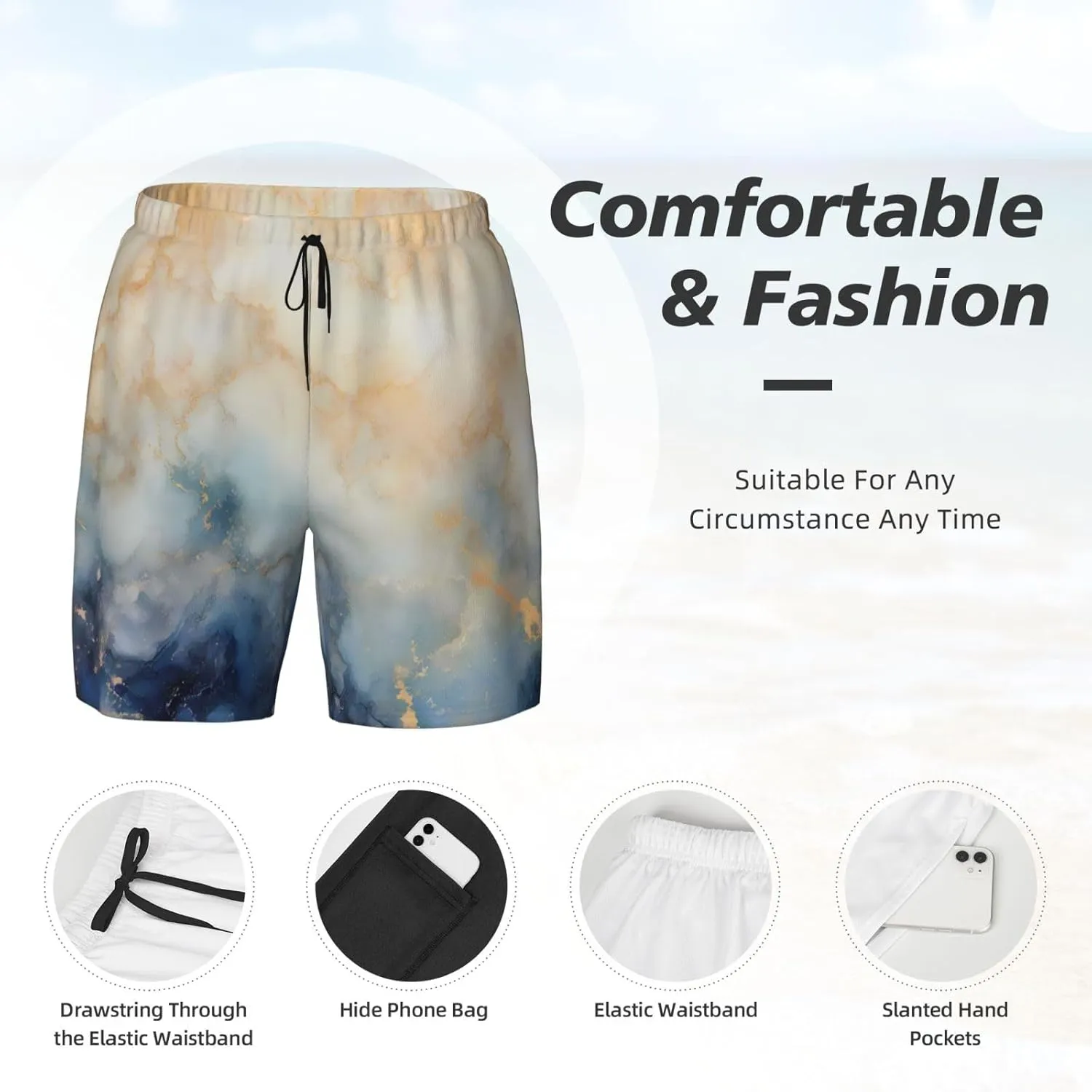 Men's Swim Shorts with Compression Liner - Quick Dry Athletic Surfing & Running Shorts