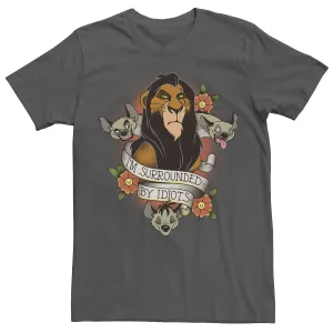 Men's T-shirt with The Lion King scar and hyenas surrounded by Disney idiots