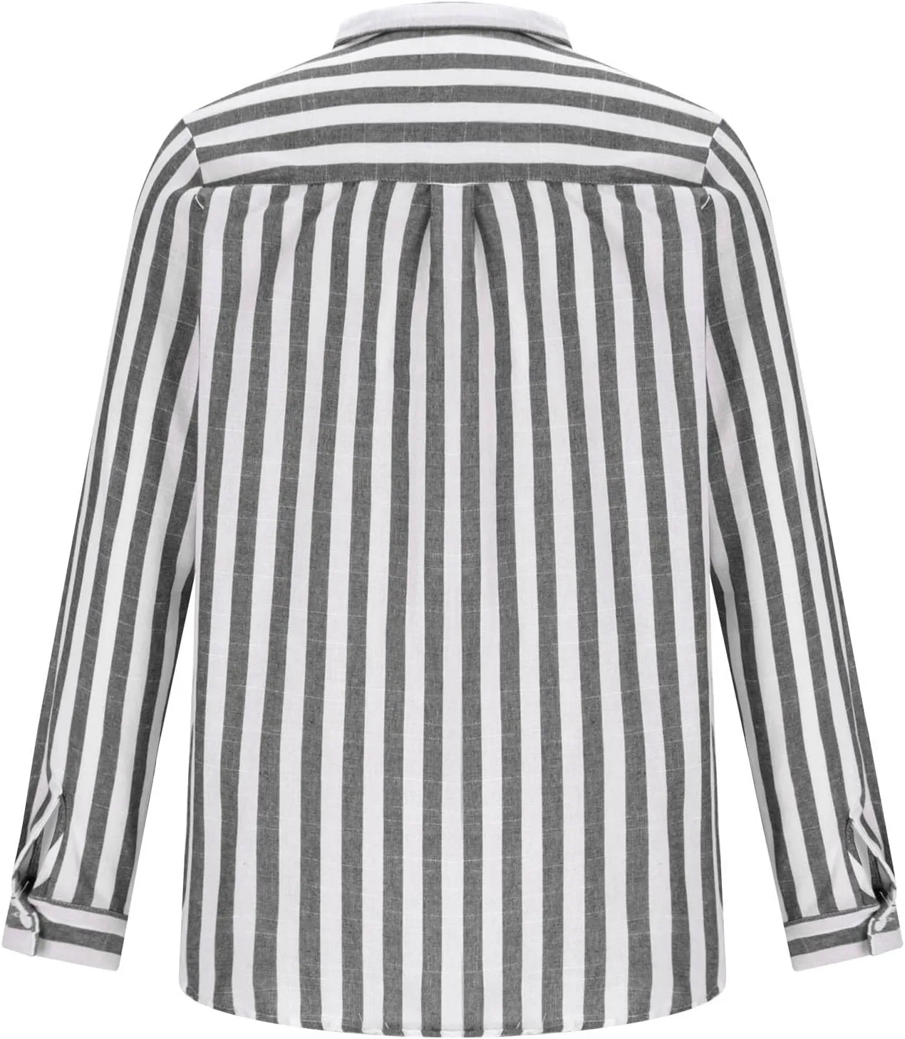 Mens T-Shirts Band Collar Striped Color Block Casual Button Shirt Tops Long Sleeve Trendy Cardigan Shirts with Pocket