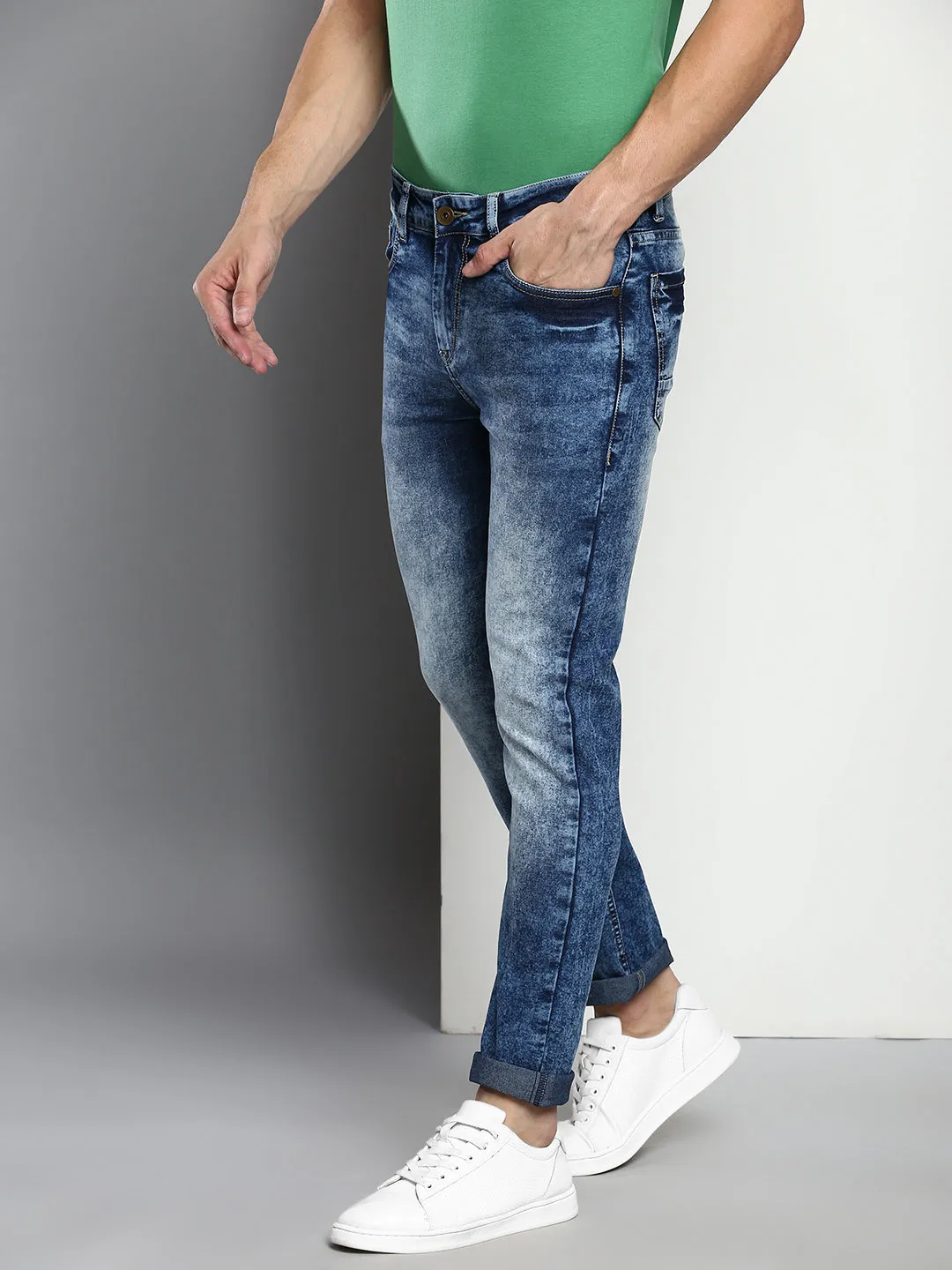 Men's Towel Blue Slim Fit Mid Rise Denim Jeans