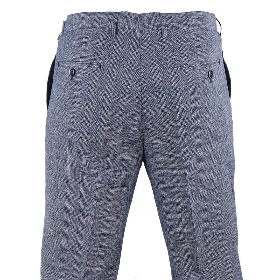Mens Tweed Wool Check Vintage 1920s Classic Tailored Fit Trousers Regular Length