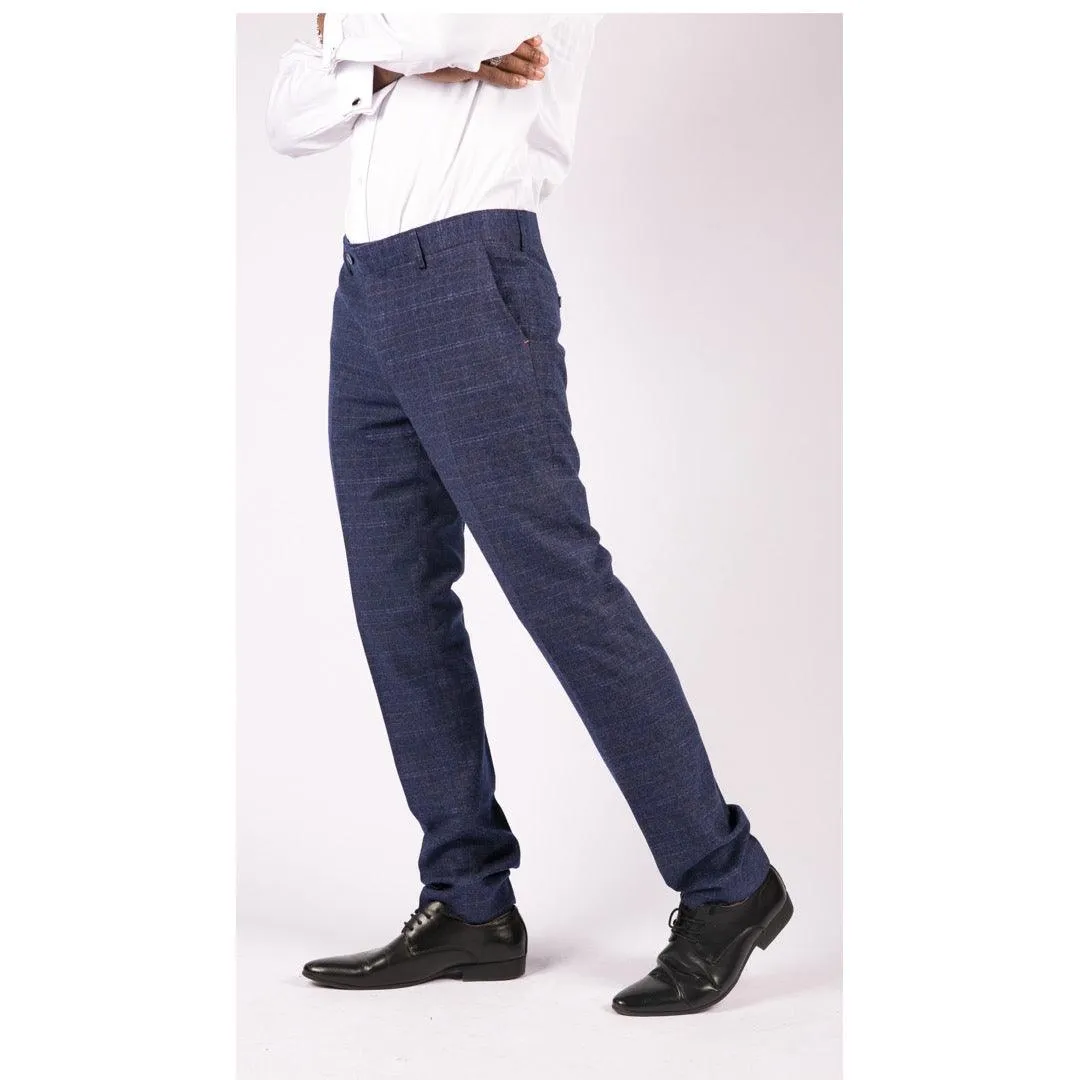 Mens Tweed Wool Check Vintage 1920s Classic Tailored Fit Trousers Regular Length
