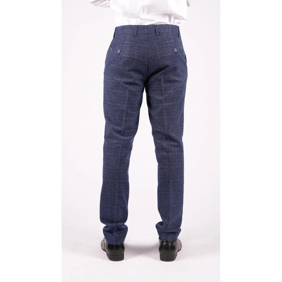 Mens Tweed Wool Check Vintage 1920s Classic Tailored Fit Trousers Regular Length