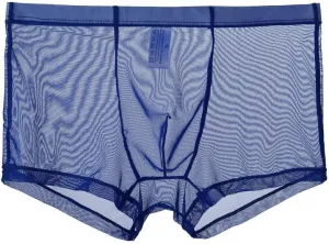 Mens Ultra Thin Underwear See Through Mesh Boxer Briefs Comfort Breathable Boxers Sexy Underwear Trunks for Men