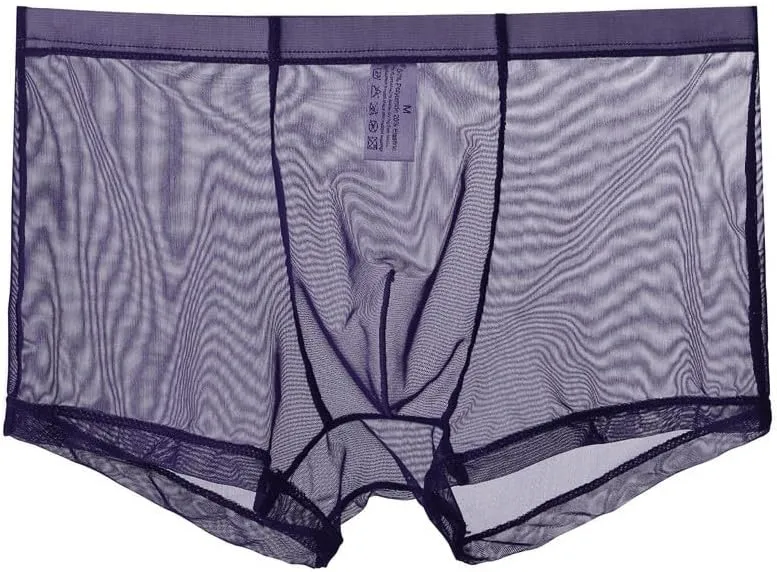 Mens Ultra Thin Underwear See Through Mesh Boxer Briefs Comfort Breathable Boxers Sexy Underwear Trunks for Men