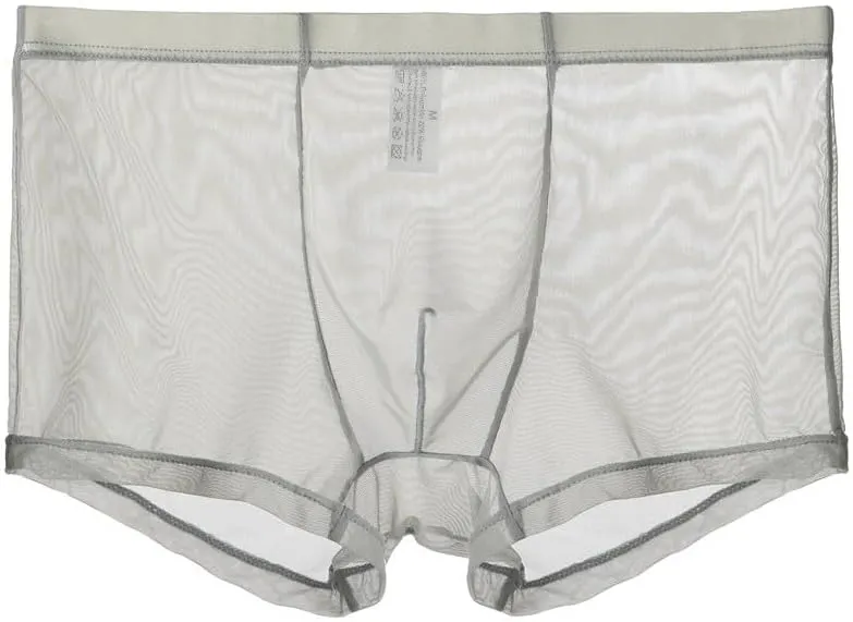 Mens Ultra Thin Underwear See Through Mesh Boxer Briefs Comfort Breathable Boxers Sexy Underwear Trunks for Men