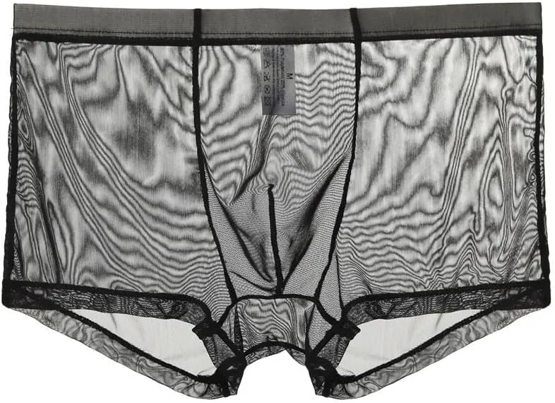 Mens Ultra Thin Underwear See Through Mesh Boxer Briefs Comfort Breathable Boxers Sexy Underwear Trunks for Men