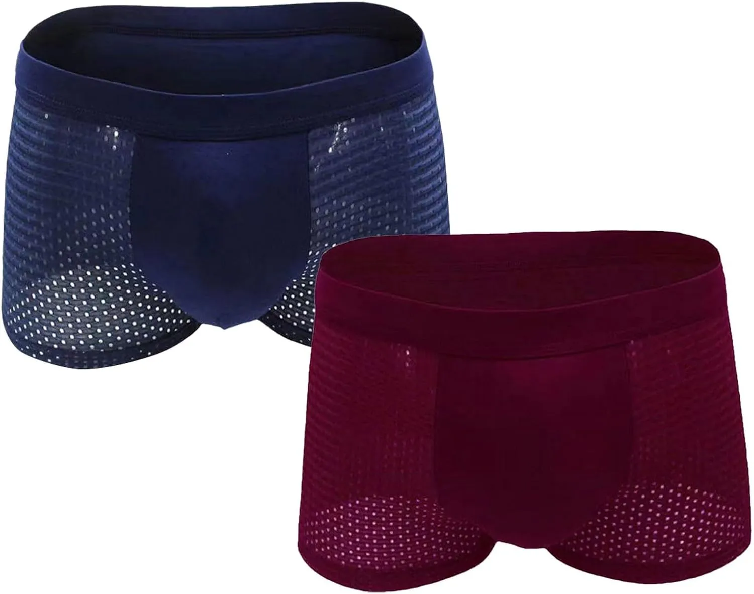 Men's Underwear Boxer, Breathable Mesh Moisture-Wicking Boxer Brief with Pouch Lightweight Soft Cool Underwear