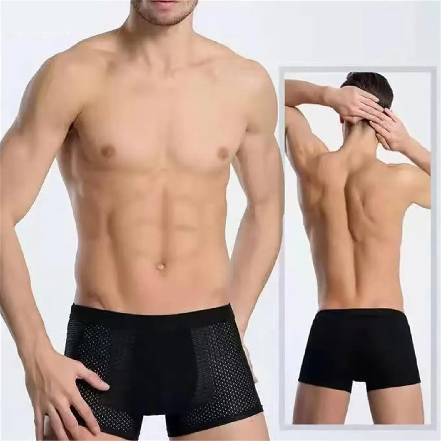 Men's Underwear Boxer, Breathable Mesh Moisture-Wicking Boxer Brief with Pouch Lightweight Soft Cool Underwear