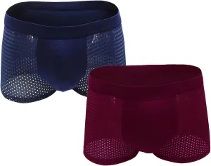 Men's Underwear Boxer, Breathable Mesh Moisture-Wicking Boxer Brief with Pouch Lightweight Soft Cool Underwear