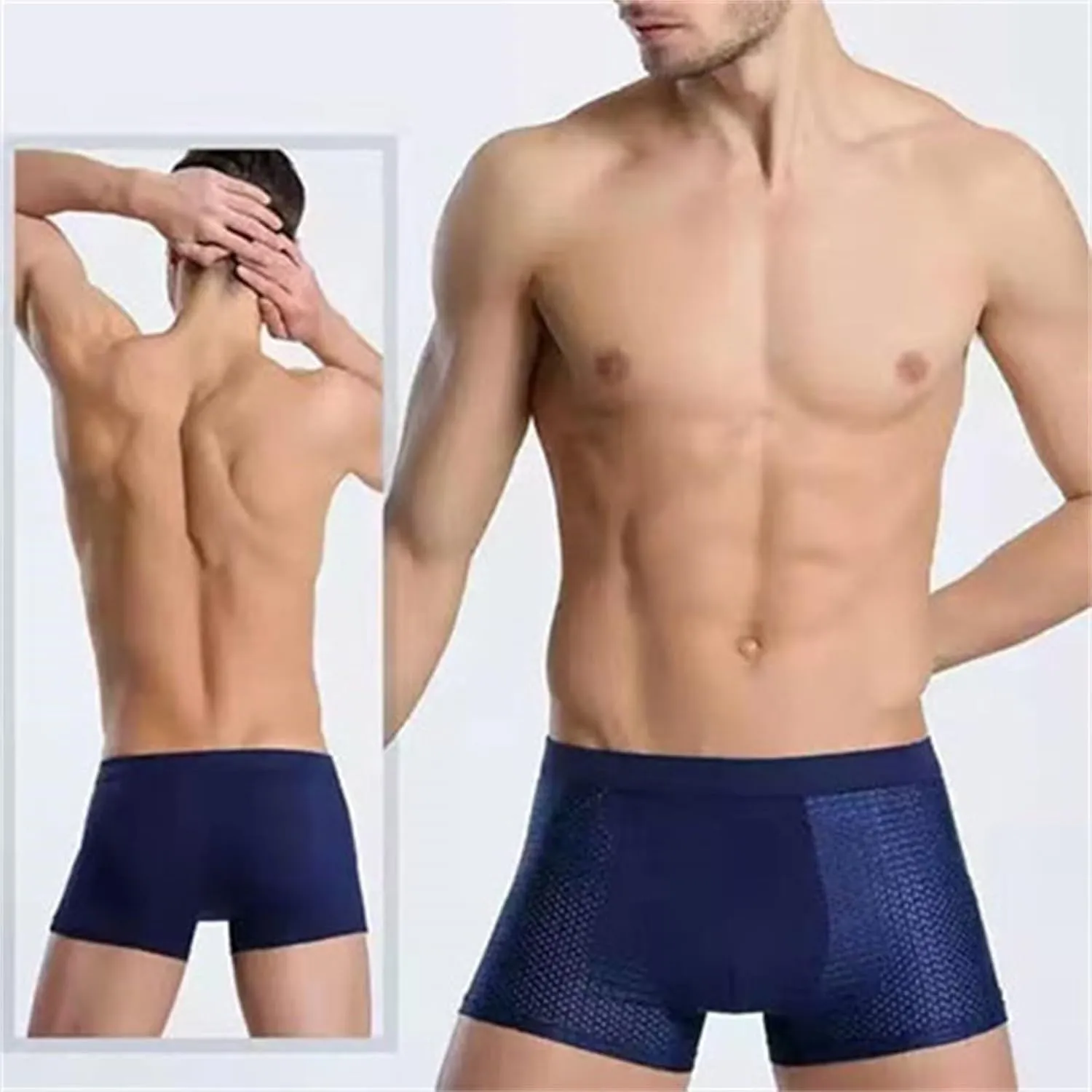 Men's Underwear Boxer, Breathable Mesh Moisture-Wicking Boxer Brief with Pouch Lightweight Soft Cool Underwear