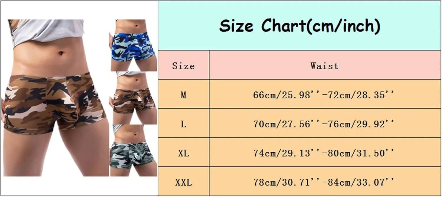 Mens Underwear Boxer Briefs Men's Underwear Camouflage Printed Low Rise Mesh Pouch Knickers Boxer Underpants Trunks