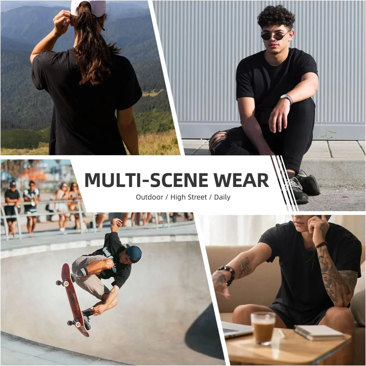 Men's Vintage Oversized Drop Shoulder Novelty T-Shirt Loose Wash Solid Tees Tops