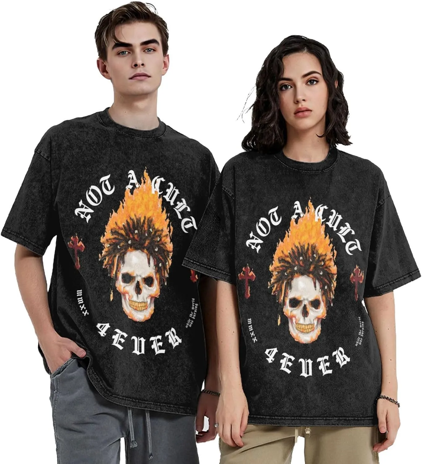 Men's Vintage Oversized Drop Shoulder Novelty T-Shirt Loose Wash Solid Tees Tops