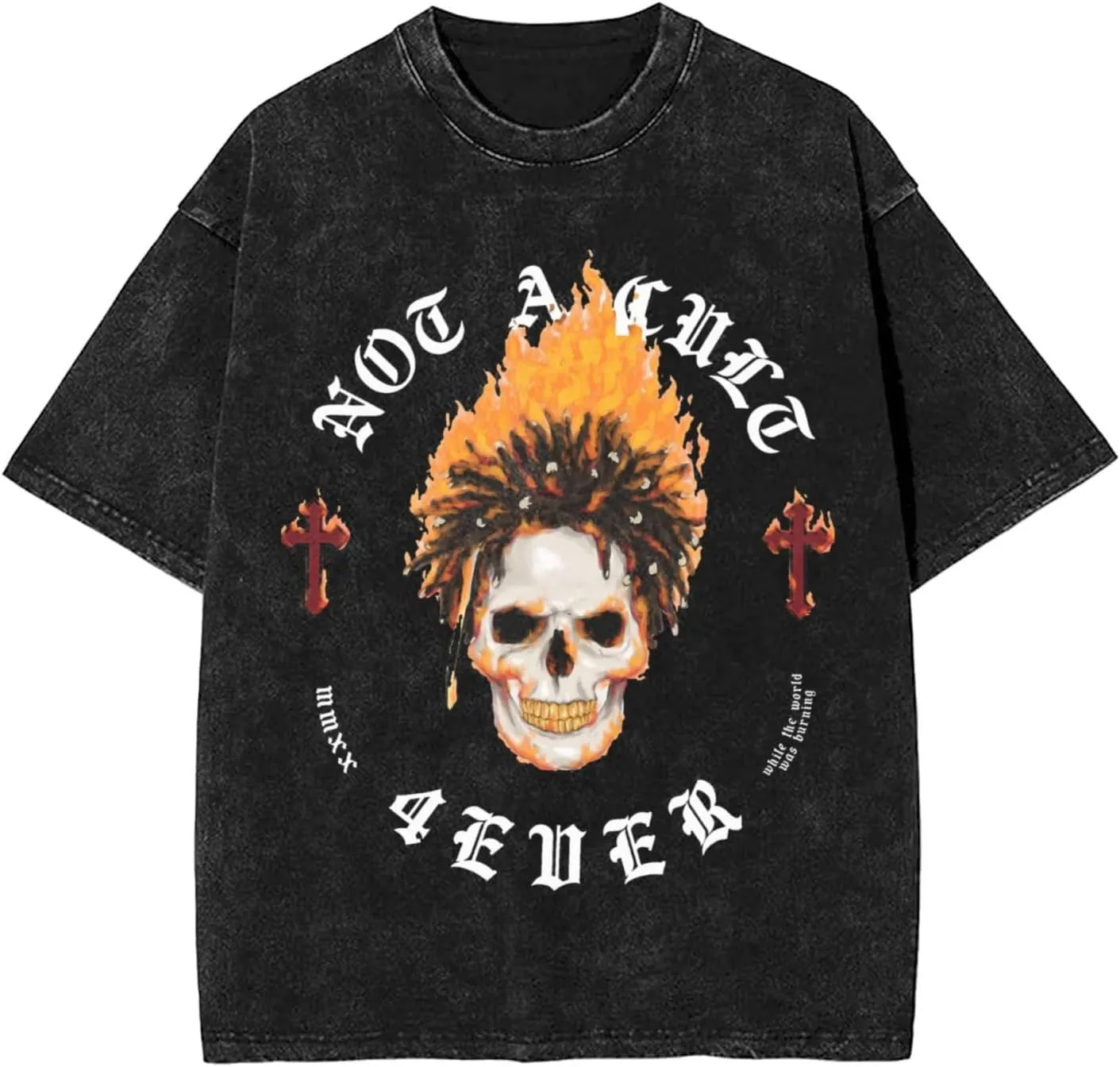 Men's Vintage Oversized Drop Shoulder Novelty T-Shirt Loose Wash Solid Tees Tops
