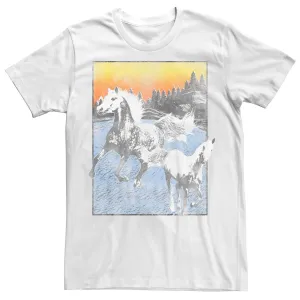 Men's White Horse Freedom T-Shirt with Generic Poster