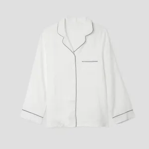 Men's White Linen Pyjama Shirt (Top Only)