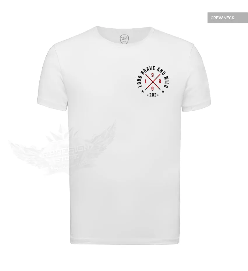 Men's White T-shirt Loud Brave and Wild Pocket Style RED MD871RP