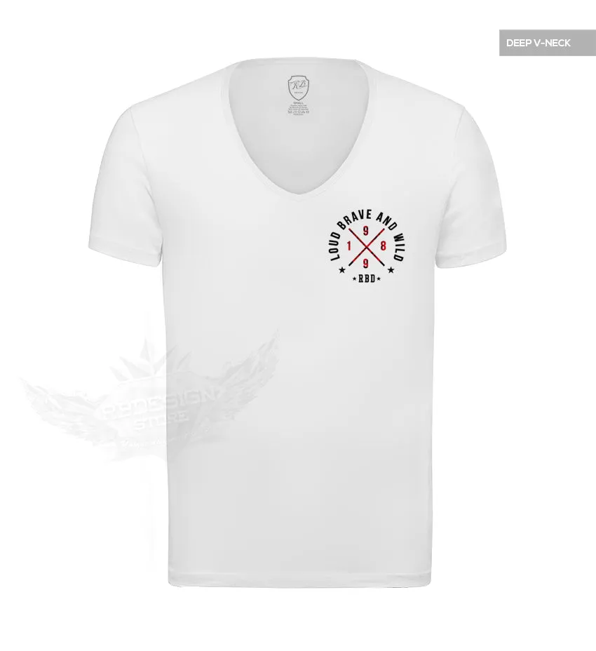Men's White T-shirt Loud Brave and Wild Pocket Style RED MD871RP