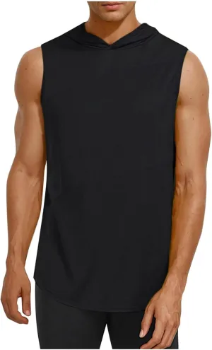 Men's Workout Hooded Tank Tops Sleeveless Gym Hoodie Shirt Workout Muscle Cut Off Shirt Bodybuilding Shirts Quick-Dry