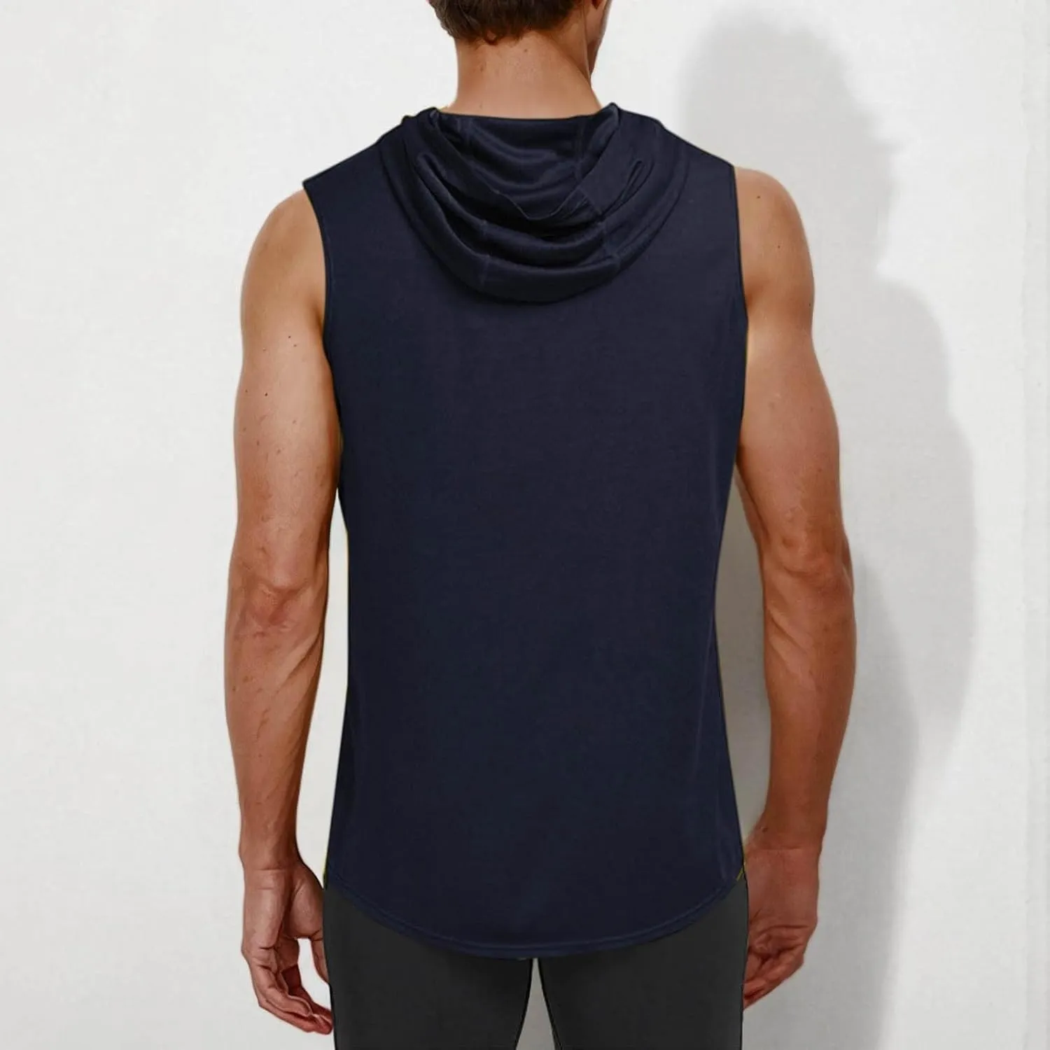Men's Workout Hooded Tank Tops Sleeveless Gym Hoodie Shirt Workout Muscle Cut Off Shirt Bodybuilding Shirts Quick-Dry