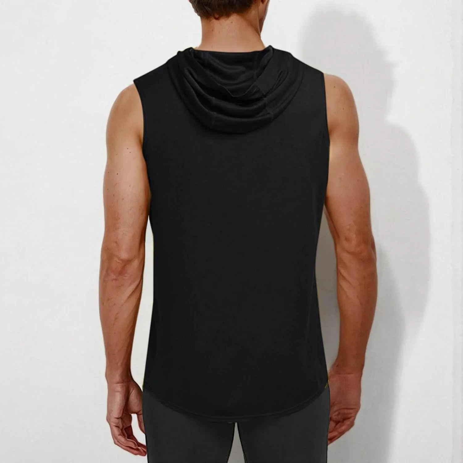 Men's Workout Hooded Tank Tops Sleeveless Gym Hoodie Shirt Workout Muscle Cut Off Shirt Bodybuilding Shirts Quick-Dry