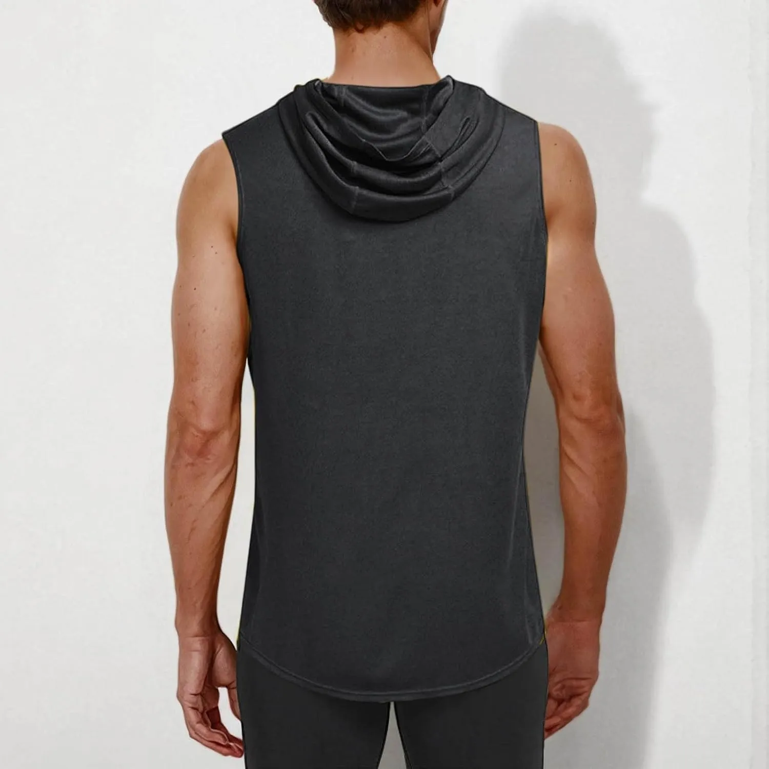 Men's Workout Hooded Tank Tops Sleeveless Gym Hoodie Shirt Workout Muscle Cut Off Shirt Bodybuilding Shirts Quick-Dry